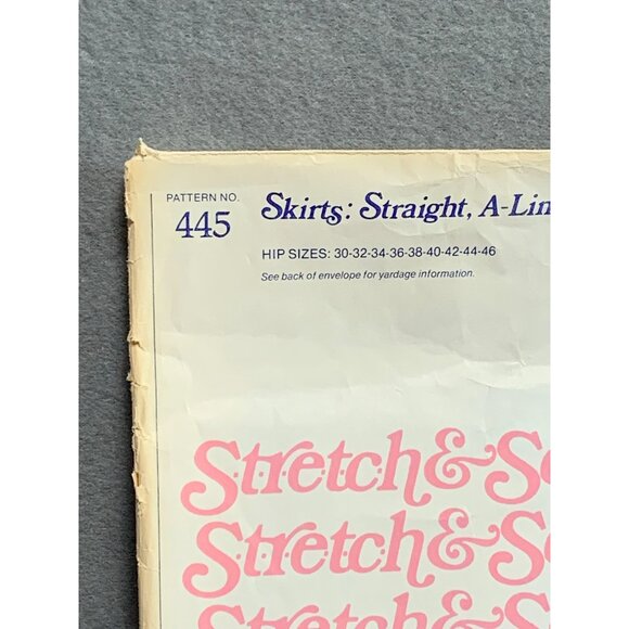 Stretch & Sew Pattern No. 445 Skirts: Straight A-Line Dirndl Sizes 30-46 uncut - Picture 2 of 4
